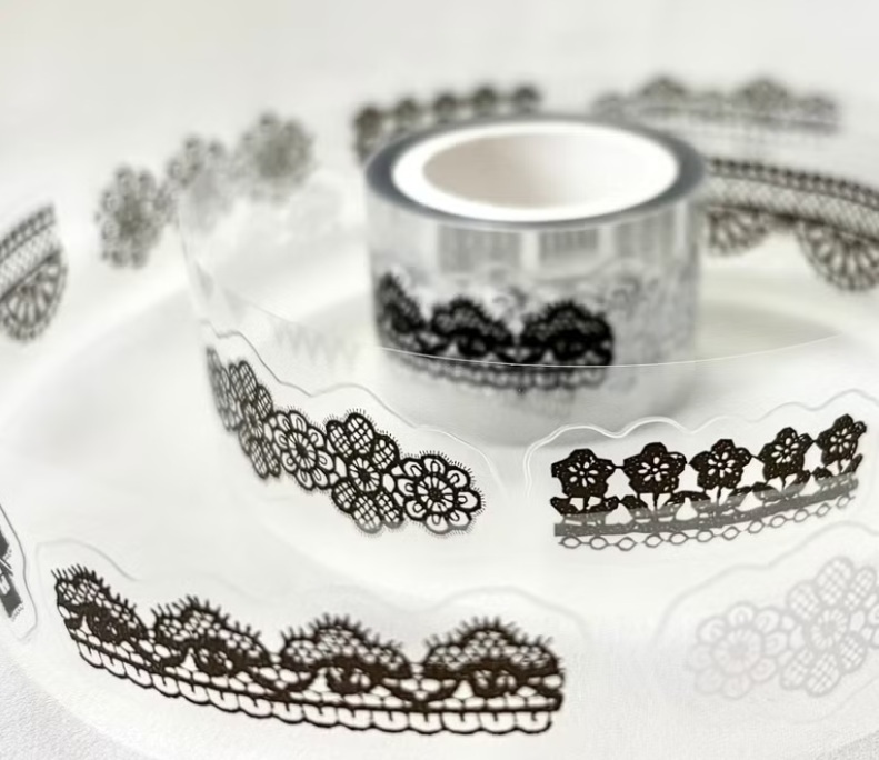 Pion．蕾絲 2.5cm割型亮面PET膠帶 <整捲/分裝>