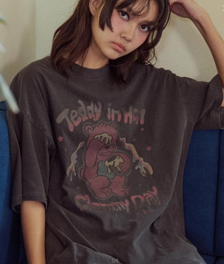 CPGN STUDIO / Honey Teddy pigment short T-shirt / smokeblack /   JUL25