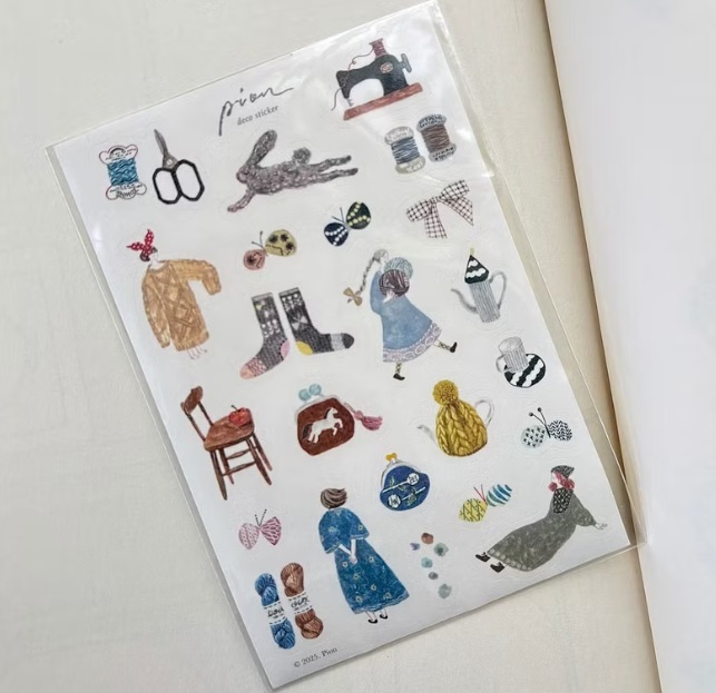 Pion．織物 和紙割型貼紙