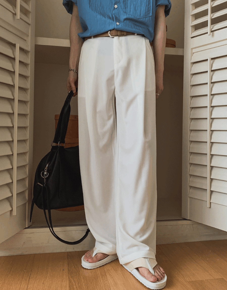 (韓國獨家特價)Howes 單褶寬褲西裝褲