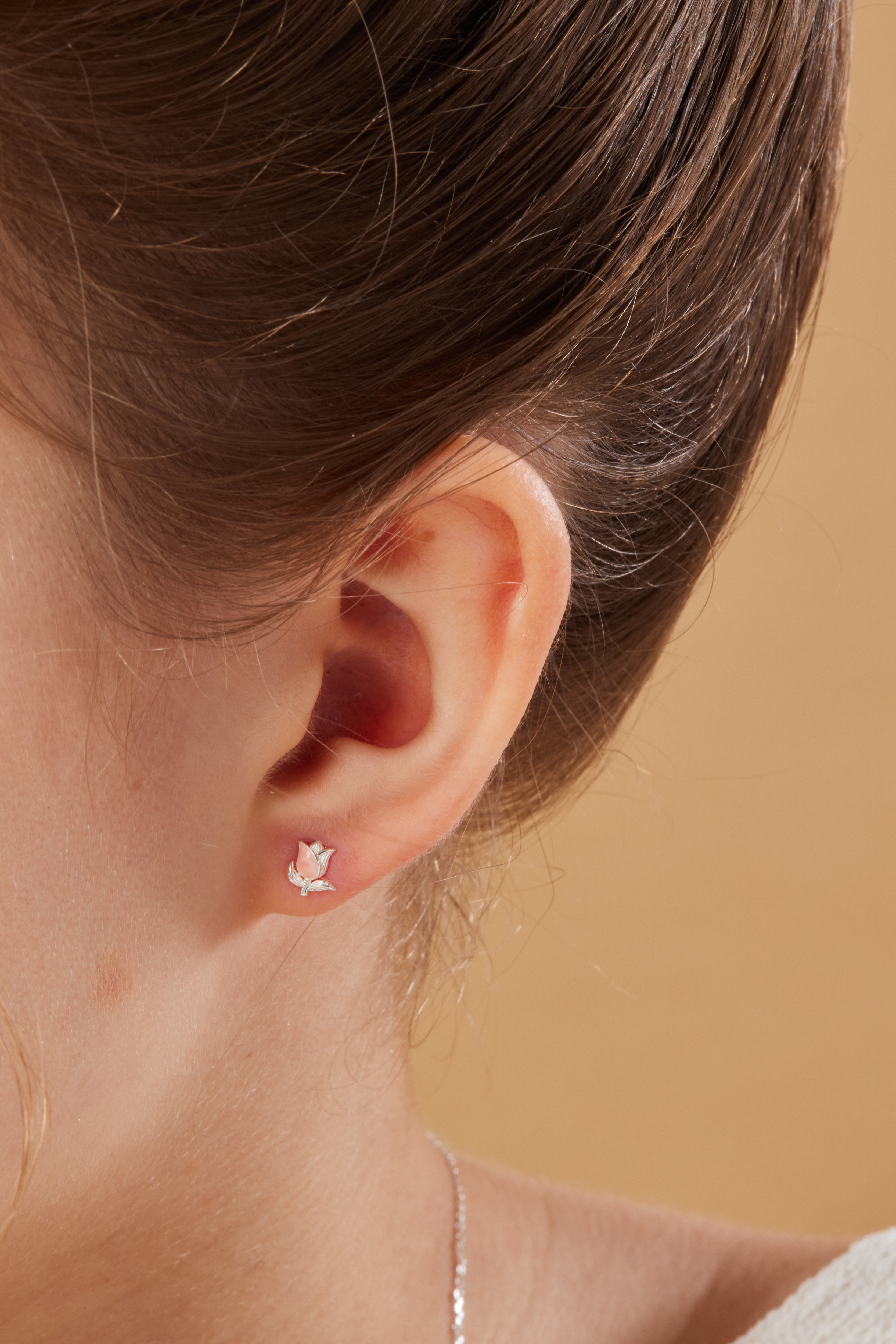 純銀粉鬱金香耳環🌷