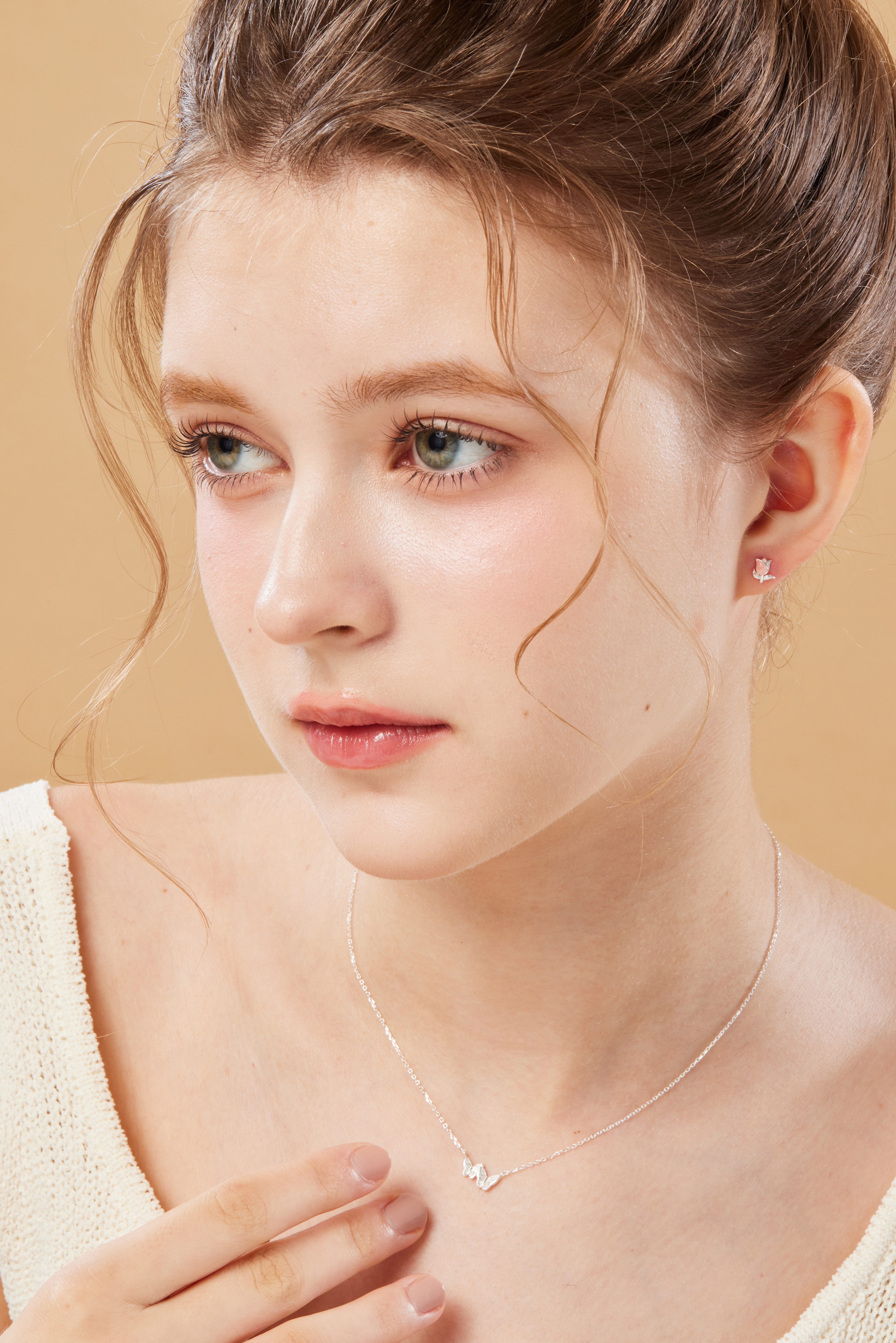 純銀粉鬱金香耳環🌷