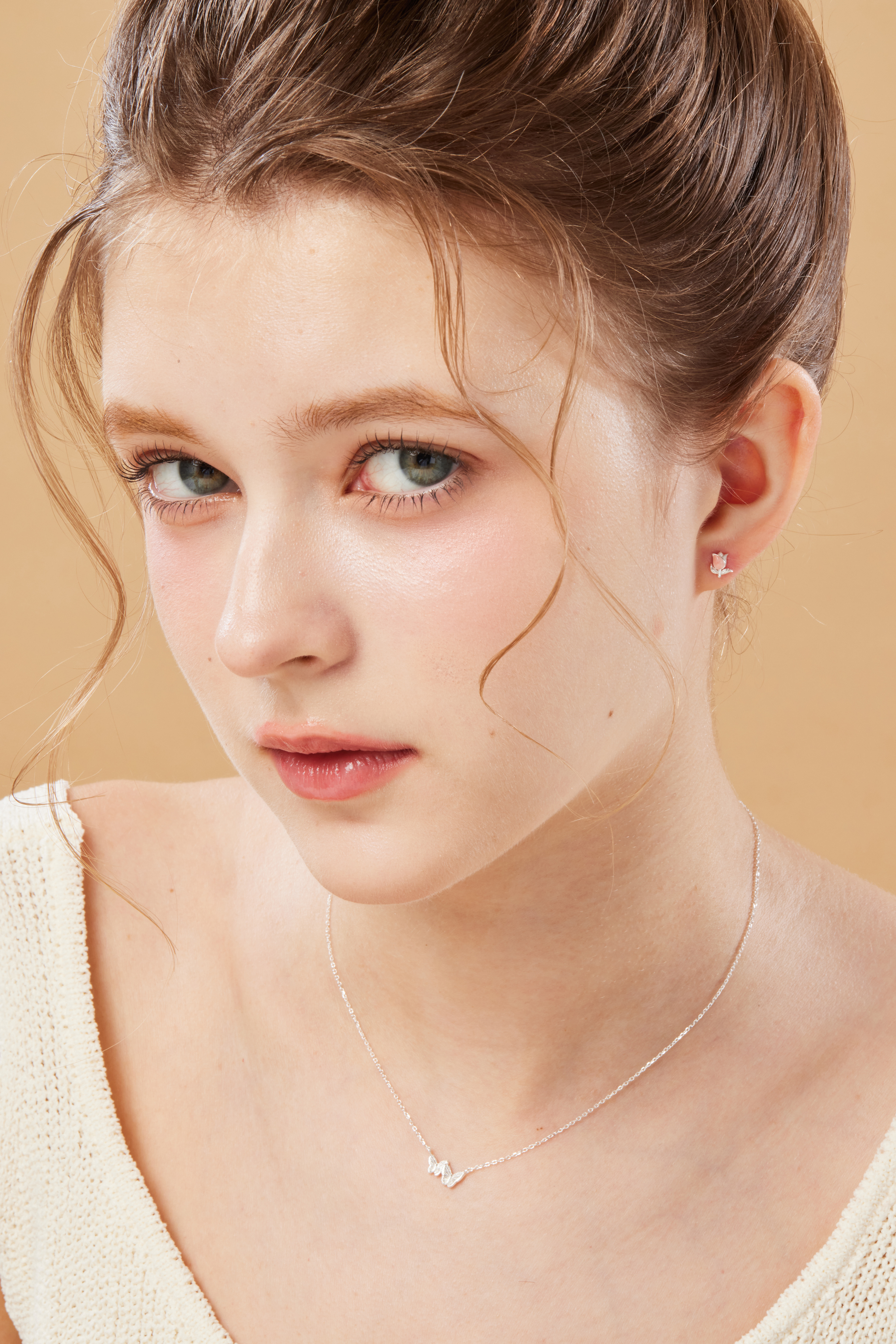 純銀粉鬱金香耳環🌷