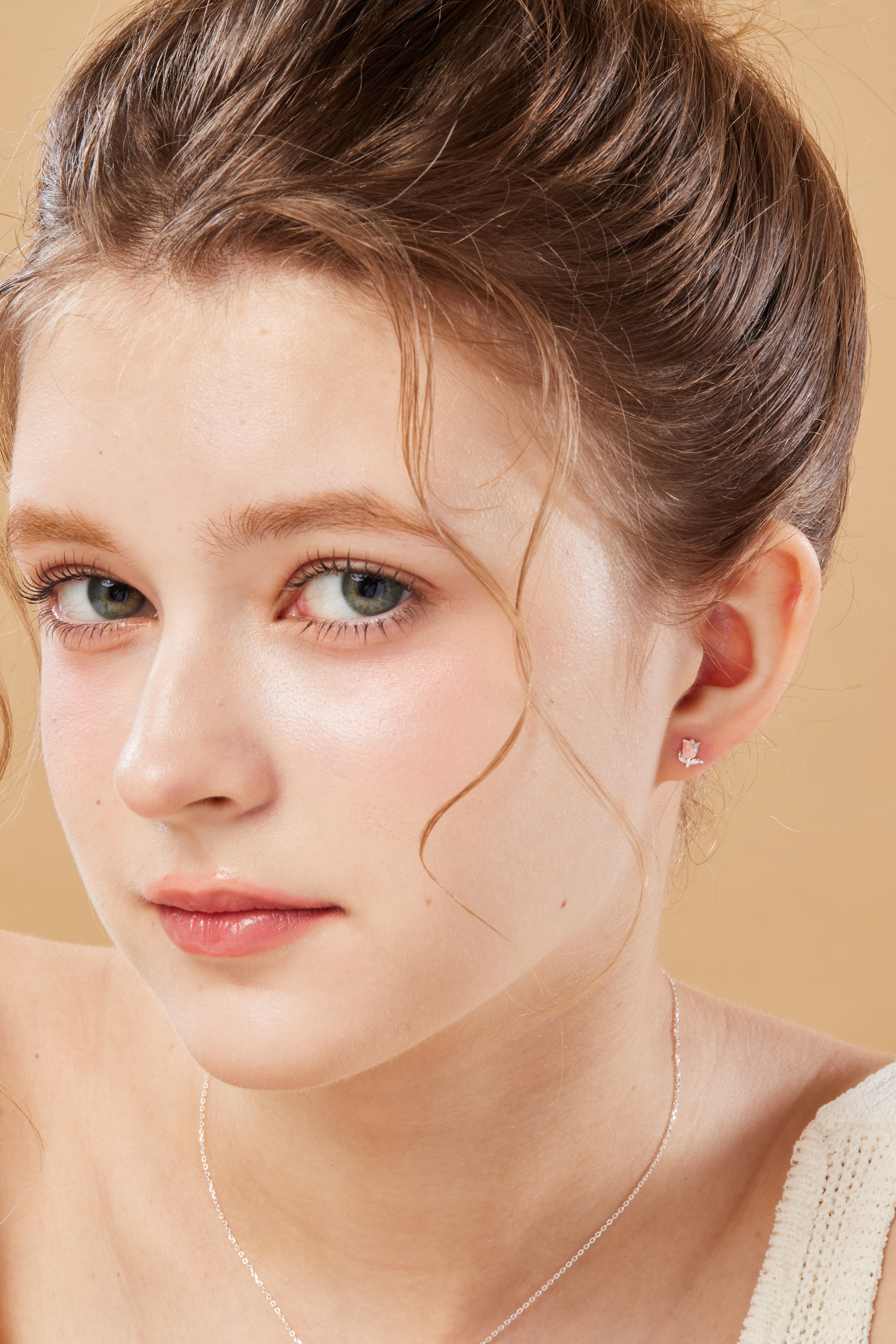 純銀粉鬱金香耳環🌷