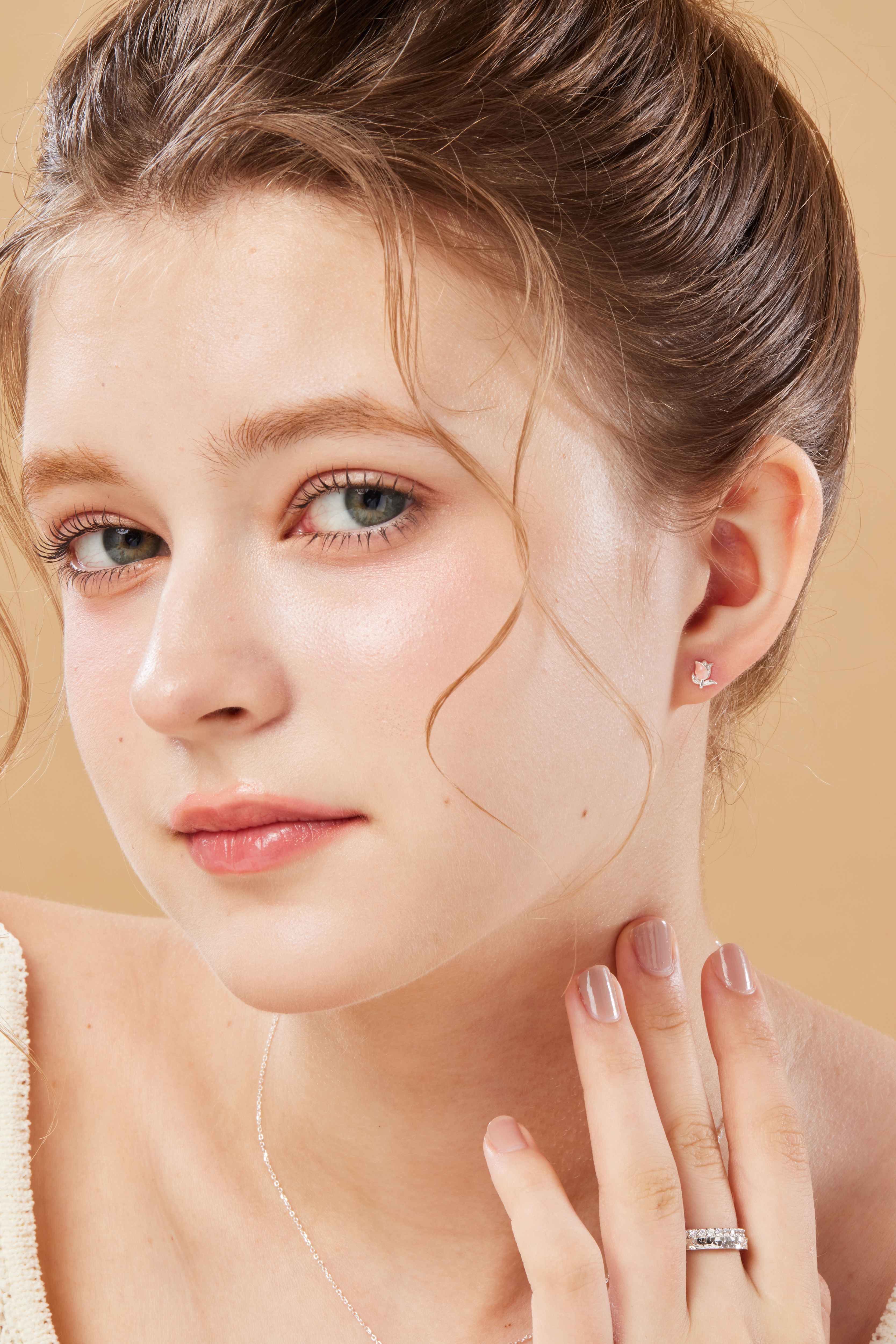 純銀粉鬱金香耳環🌷