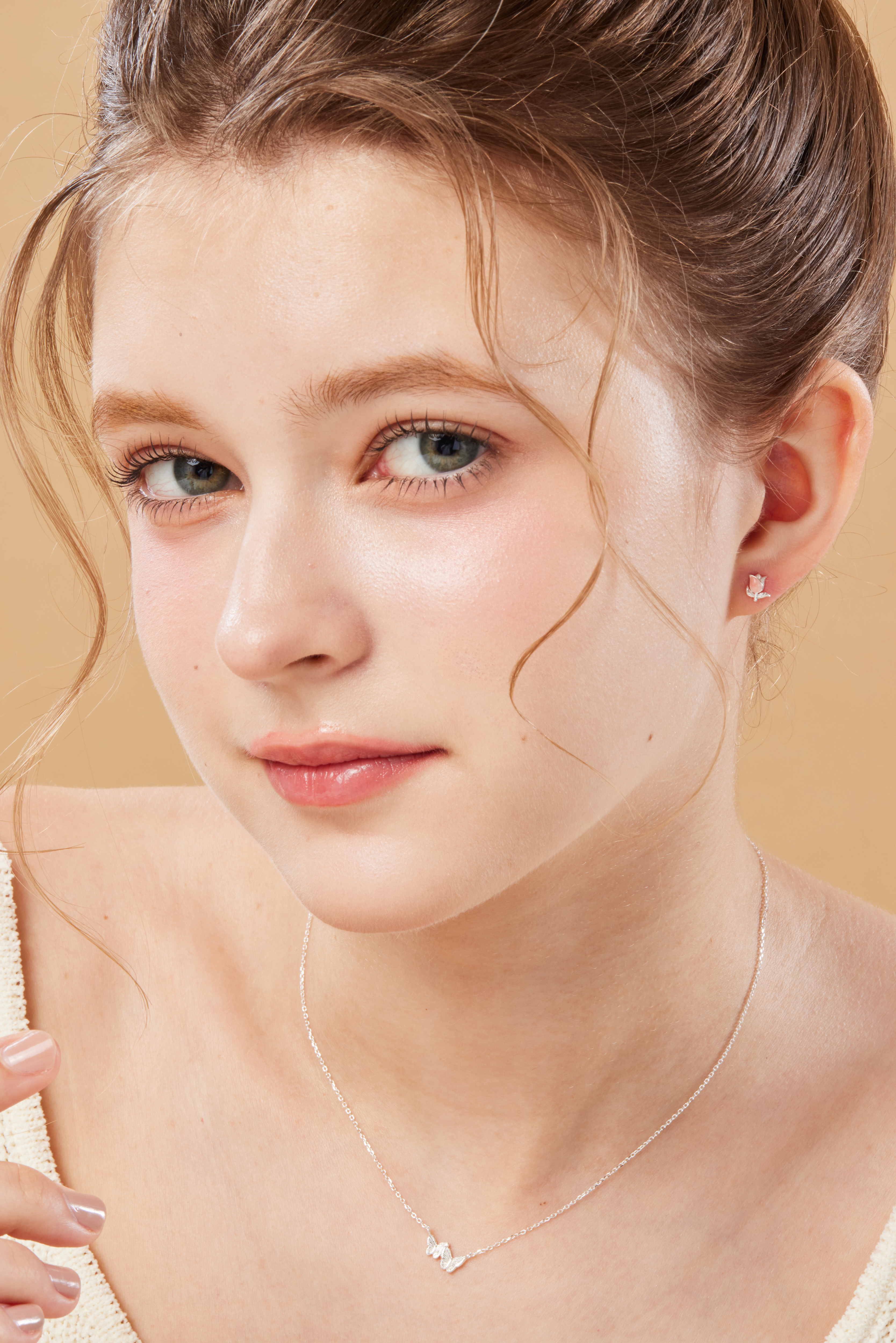 純銀粉鬱金香耳環🌷