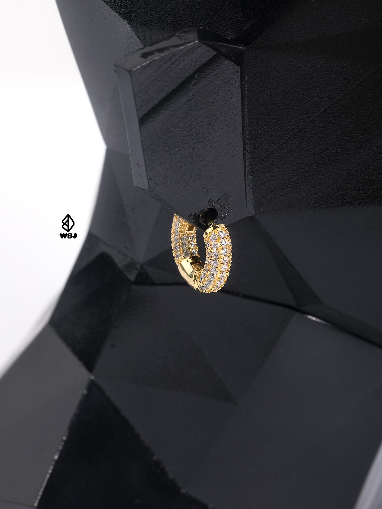 WBJ訂製珠寶 滿圈鑲鑽耳環 925純銀電鍍18K黃金