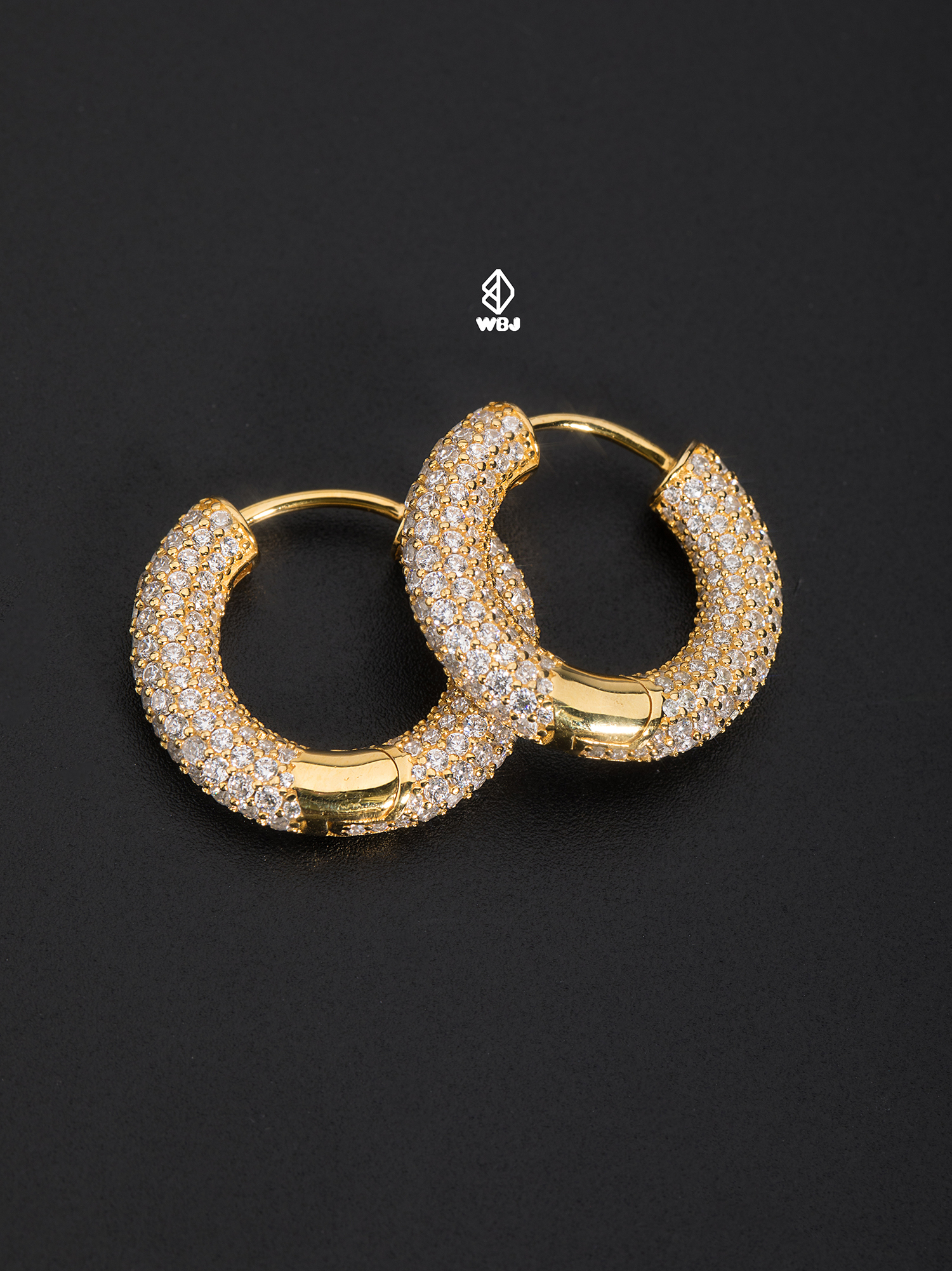 WBJ訂製珠寶 滿圈鑲鑽耳環 925純銀電鍍18K黃金