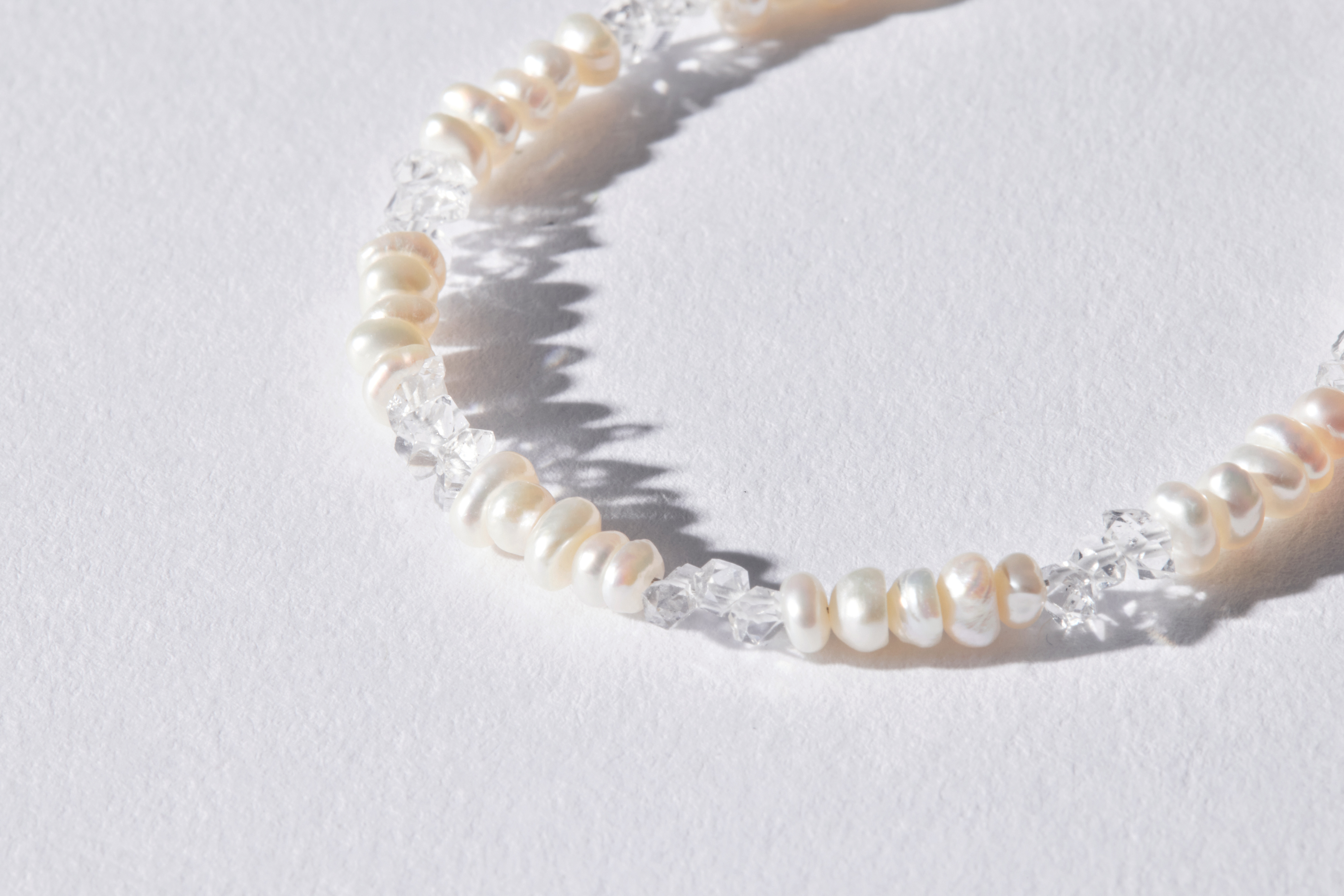 純銀白水晶淡水珍珠手鍊