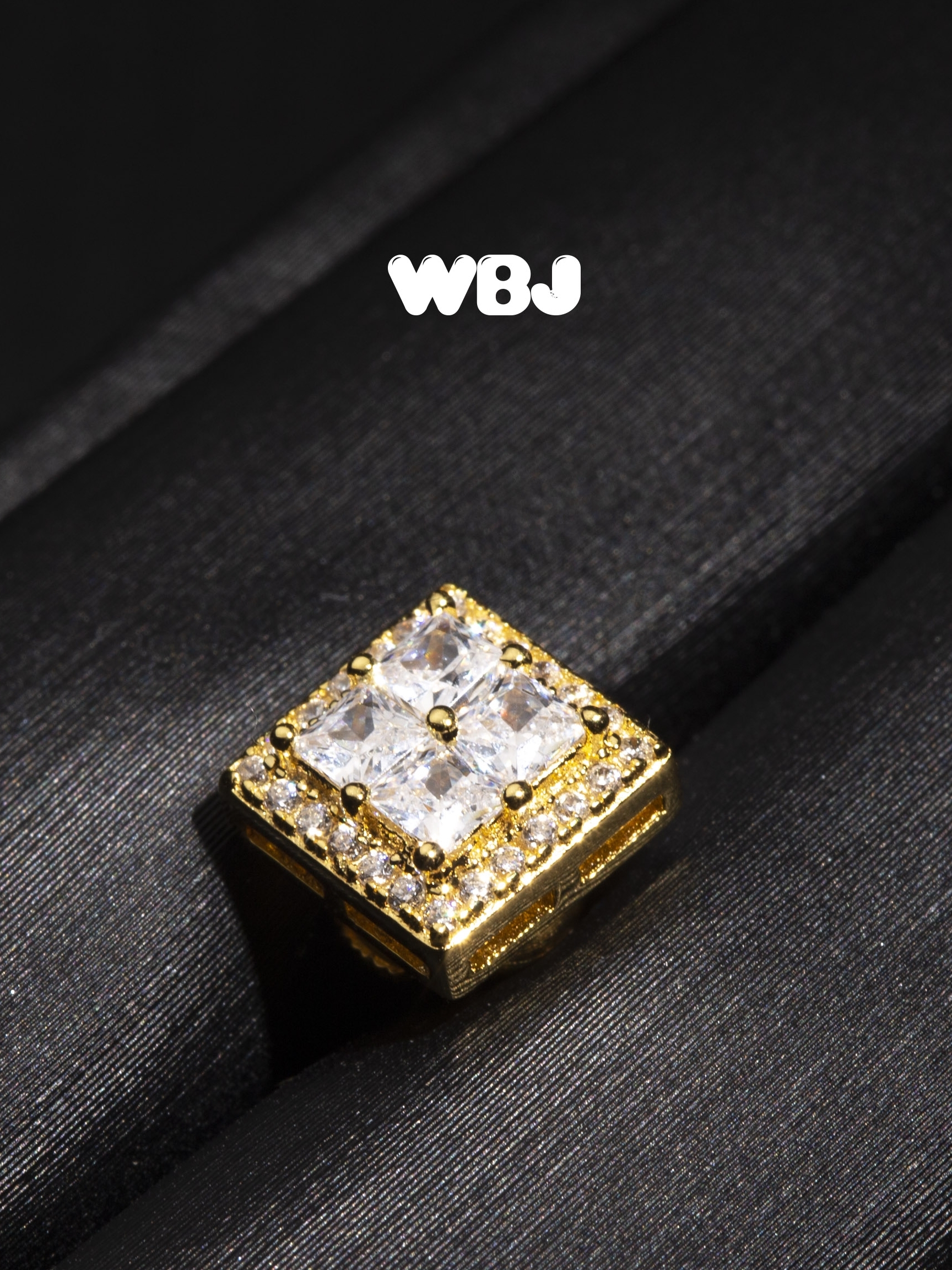 WBJ訂製珠寶 群鑲方形寶石耳釘耳環