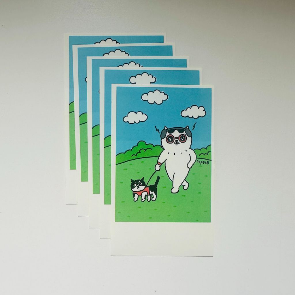 一起去遛貓 5入 拍立得貼紙｜superB studio