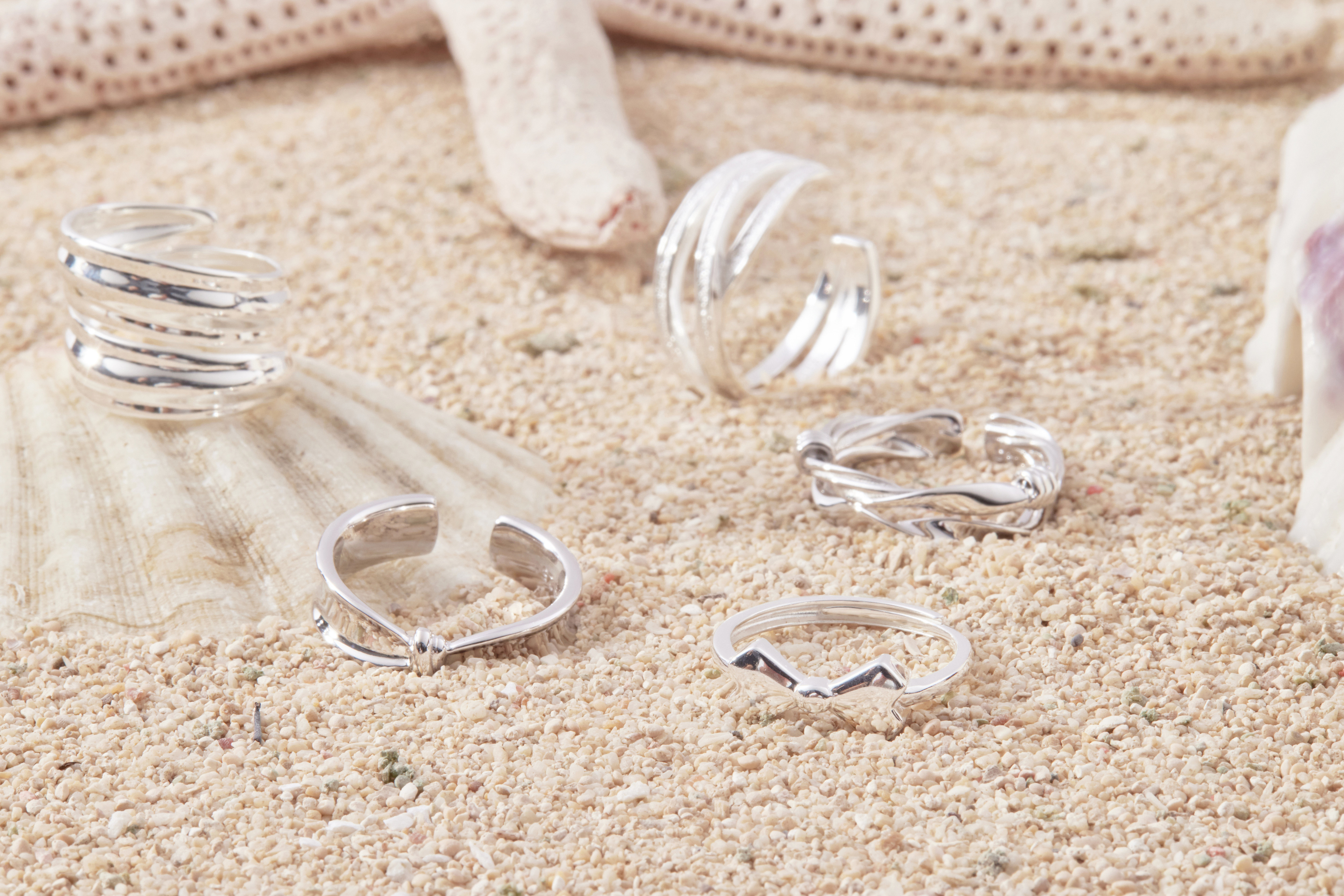 純銀線條壓紋戒指