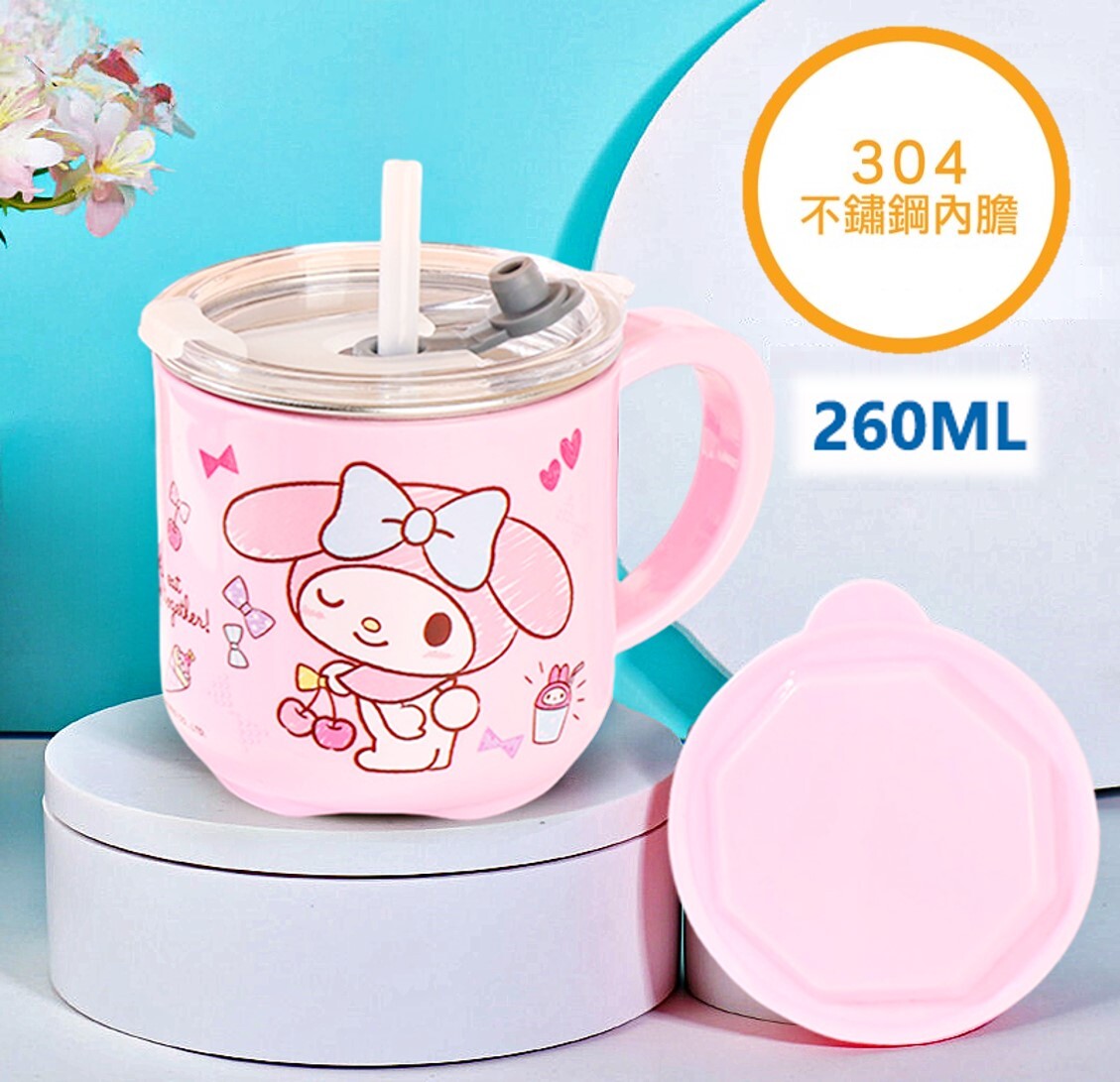 MY MELODY| 不鏽鋼杯連蓋 (260ml) (吸管 | 直飲)
