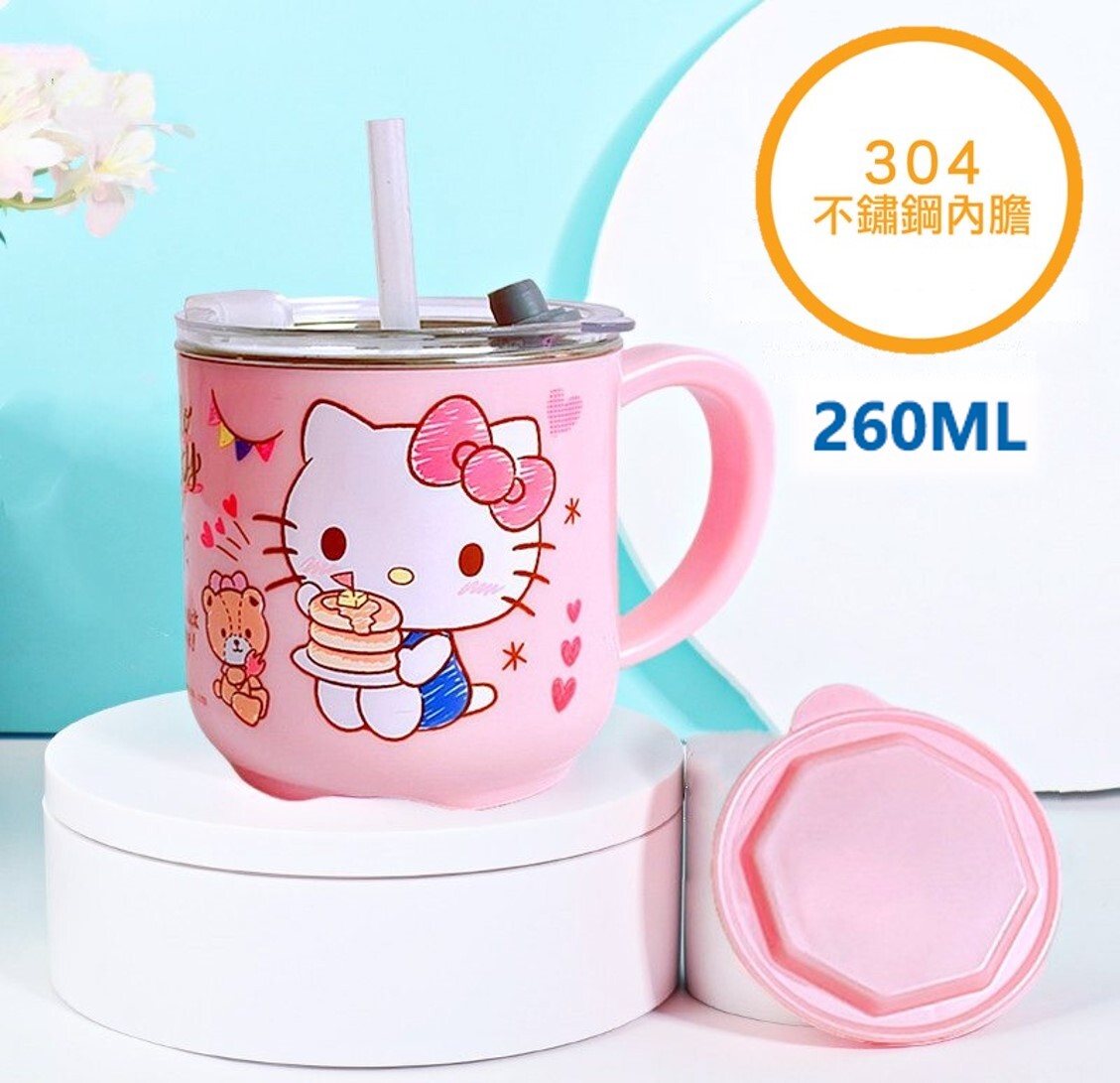 Hello Kitty Sanrio | 不鏽鋼杯連蓋 (260ml) (吸管 | 直飲)
