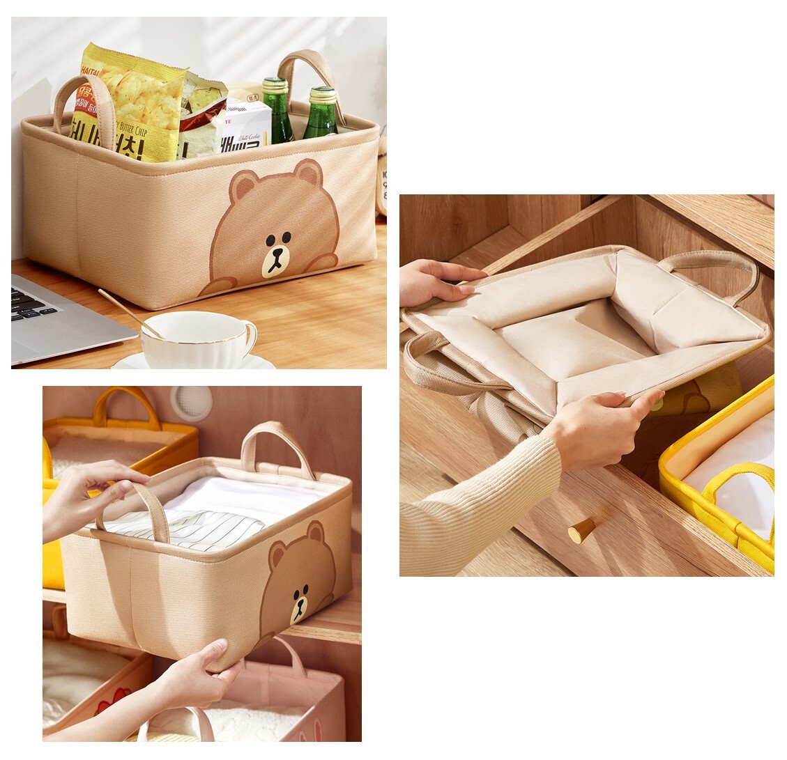LINE FRIENDS| 摺疊收納籃 | 儲物籃-Brown