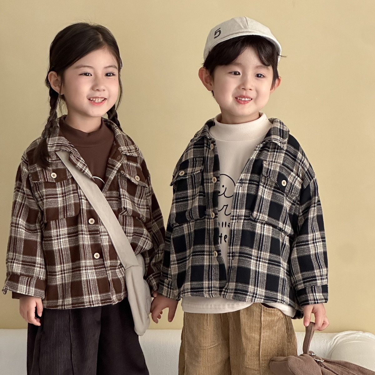 復古森感大地色格子上衣