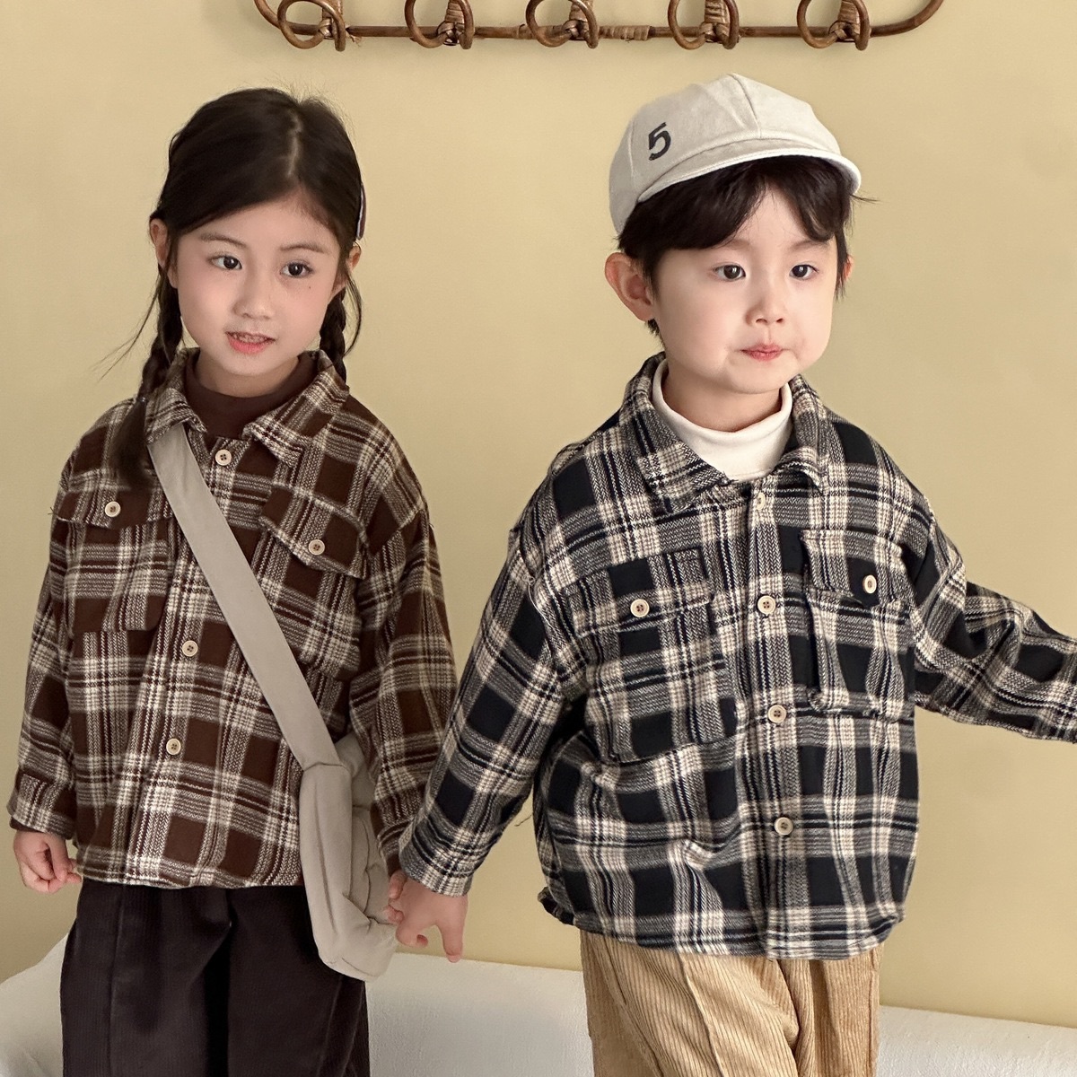 復古森感大地色格子上衣