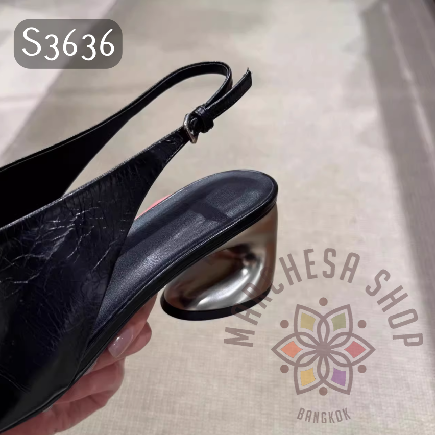 S3636 - <超前部署>全真皮頭層羊仔皮方頭特色高踭涼鞋