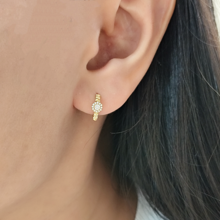 鑽石細圈耳環