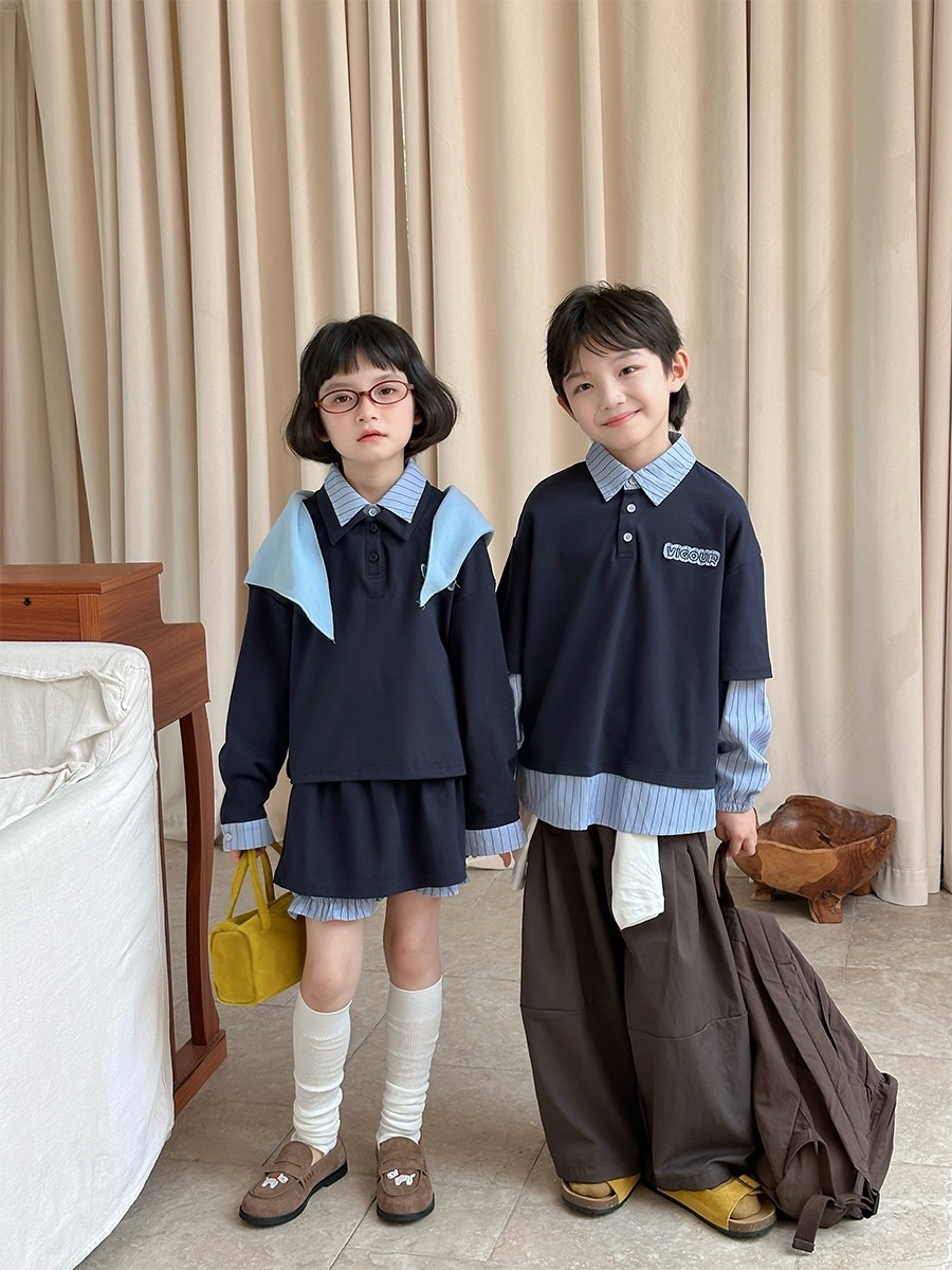 假兩件polo領套裝