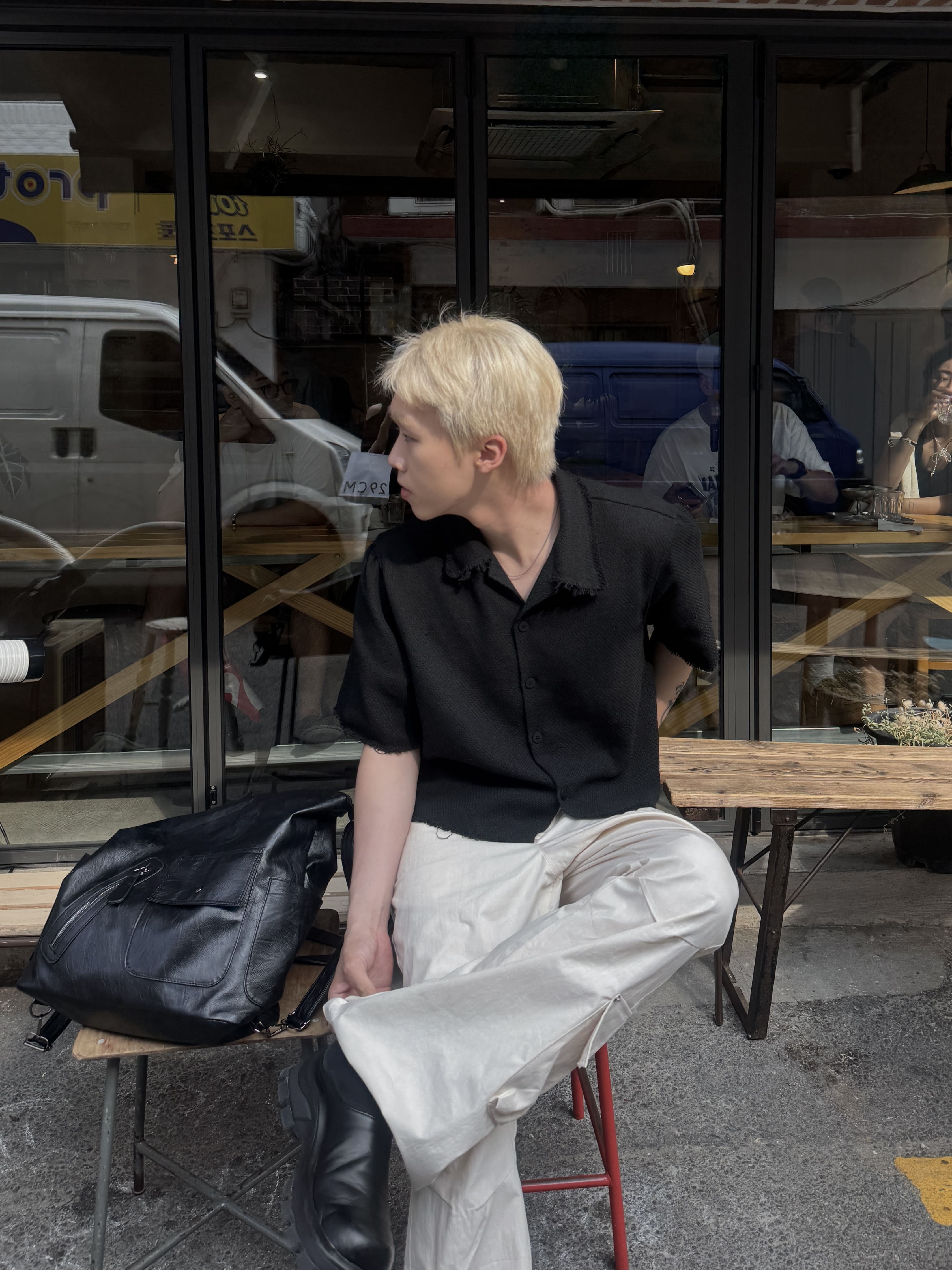 BOXY 城市花園 小香風 率性 不收邊 寬鬆 短袖 襯衫