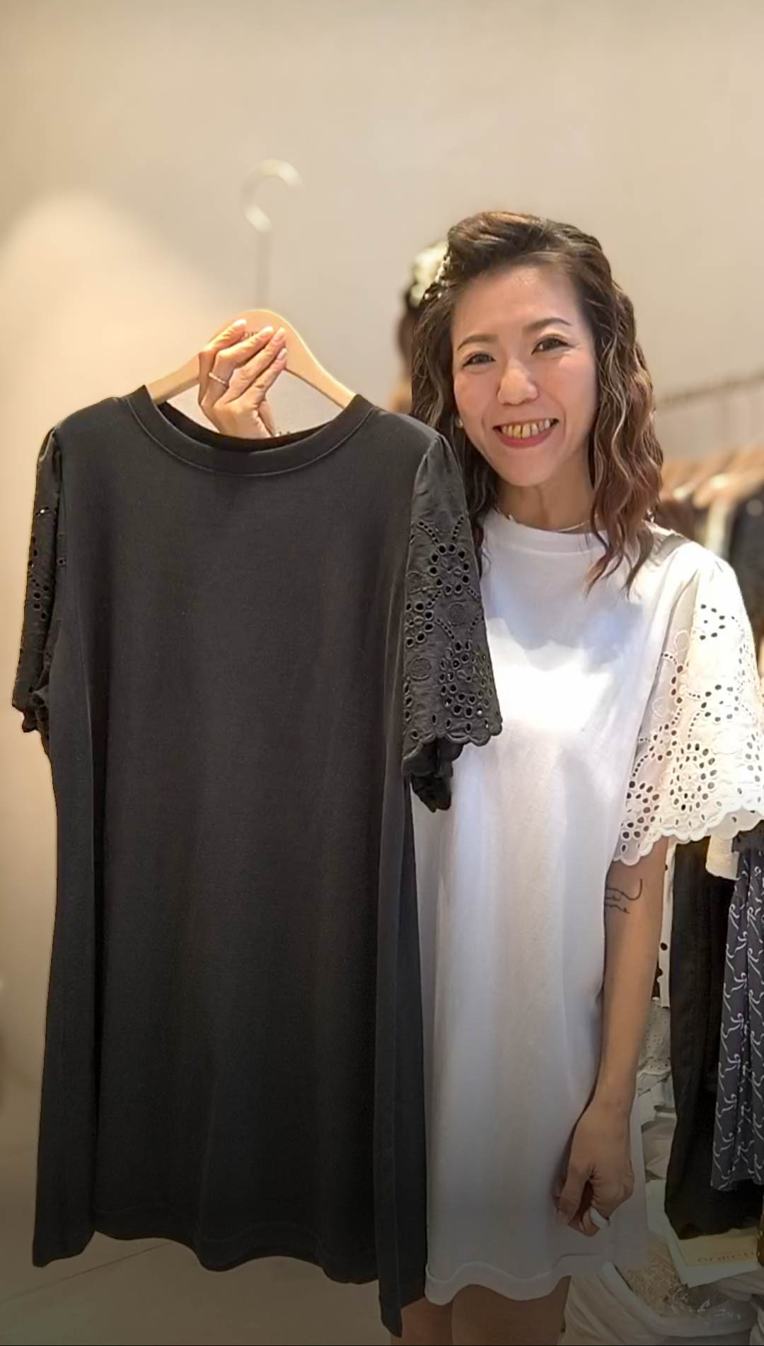 🥰PM_K9144  ▶️緹花袖子長版上衣 👉B:114cm L:81cm👈