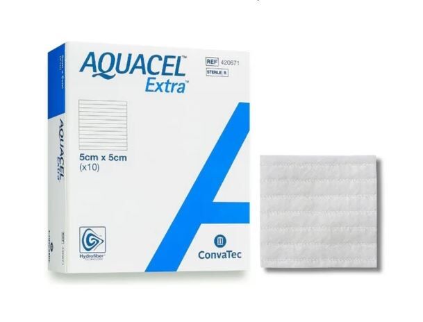 康復寶Aquacel® Extra™ 強化吸收親水性纖維敷料 5cm X 5cm (一片裝)
