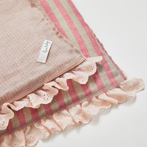 Louisdog 柔粉條紋鵝絨蓋毯