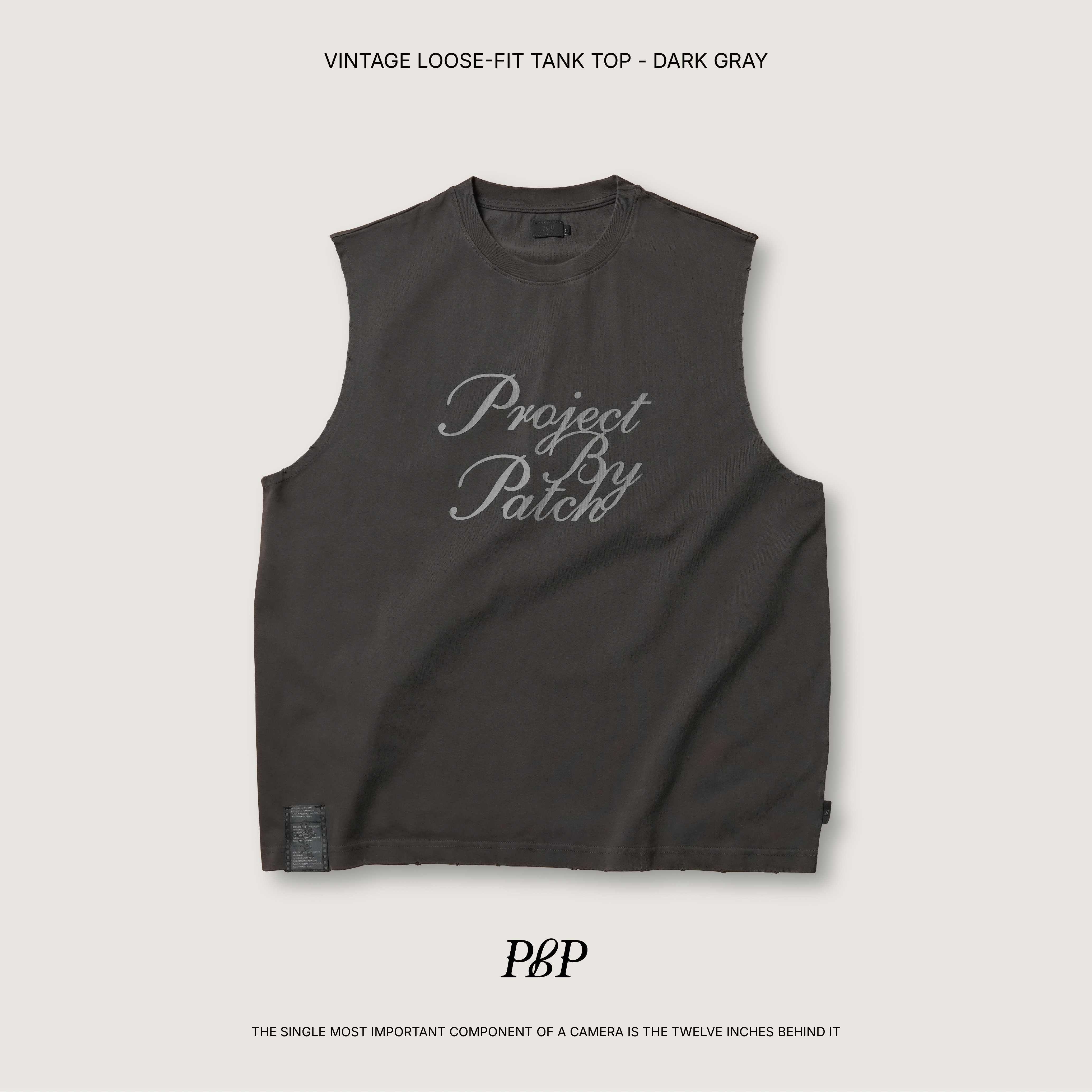 P.B.P - VINTAGE LOOSE-FIT TANK TOP  - DARK GRAY