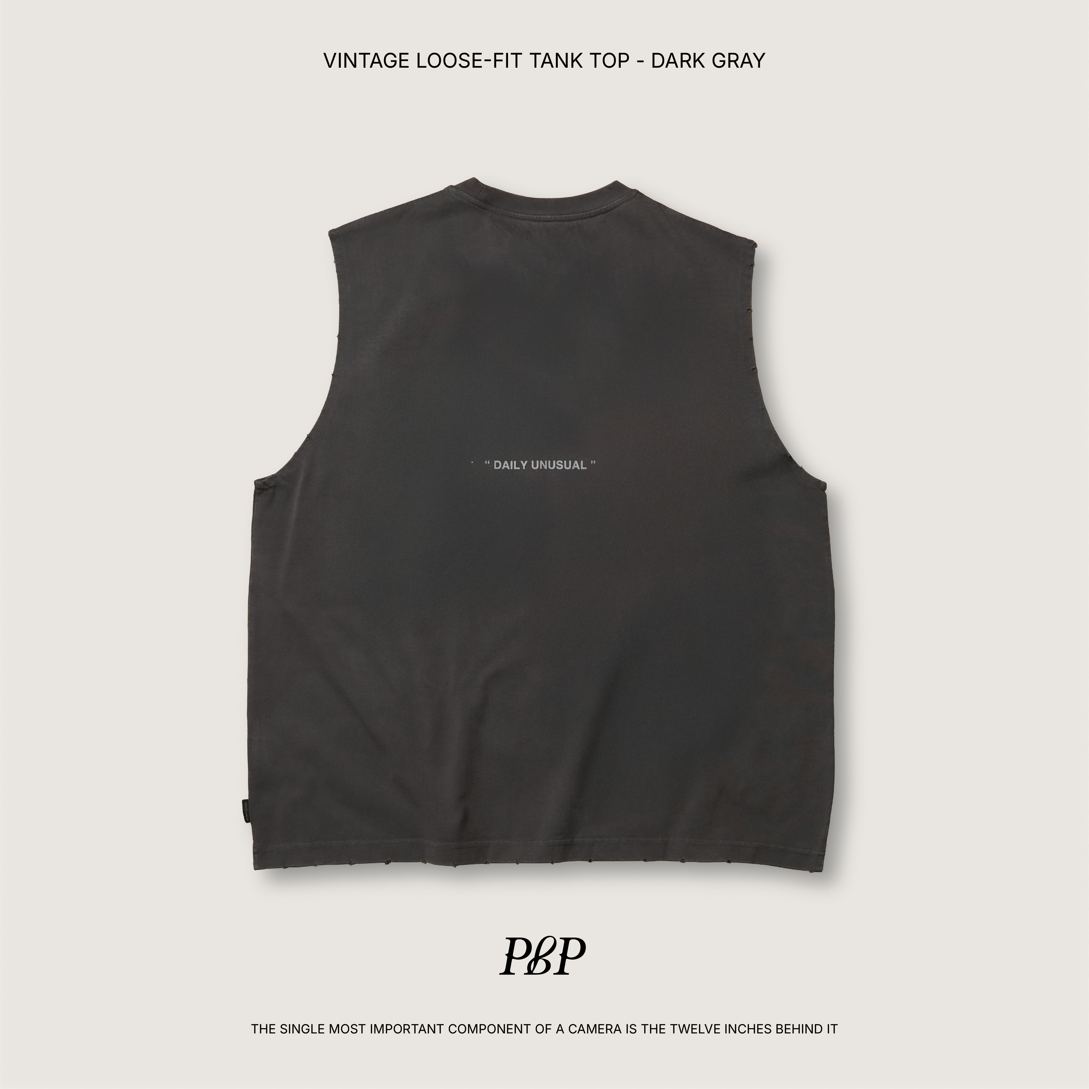 P.B.P - VINTAGE LOOSE-FIT TANK TOP  - DARK GRAY