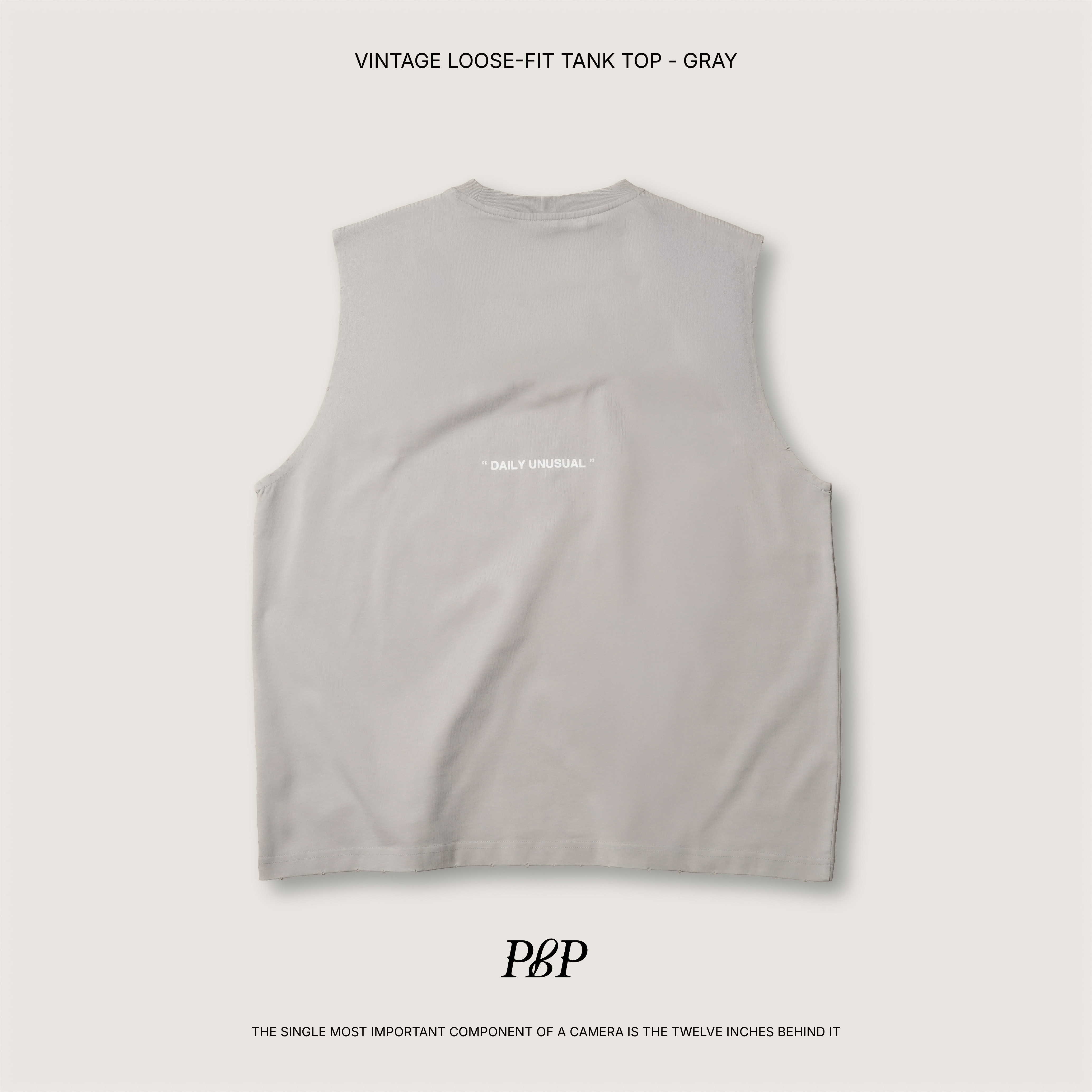P.B.P - VINTAGE LOOSE-FIT TANK TOP  - GRAY