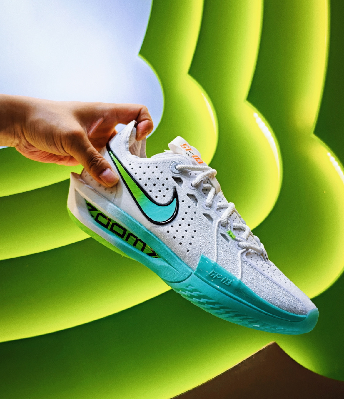 男鞋 NIKE ZOOM GT CUT 3 EP 'White Bleached Turquoise' 白綠 漸層 實戰鞋 緩震 籃球鞋【DV2918-107】GTCut3 GTCUT