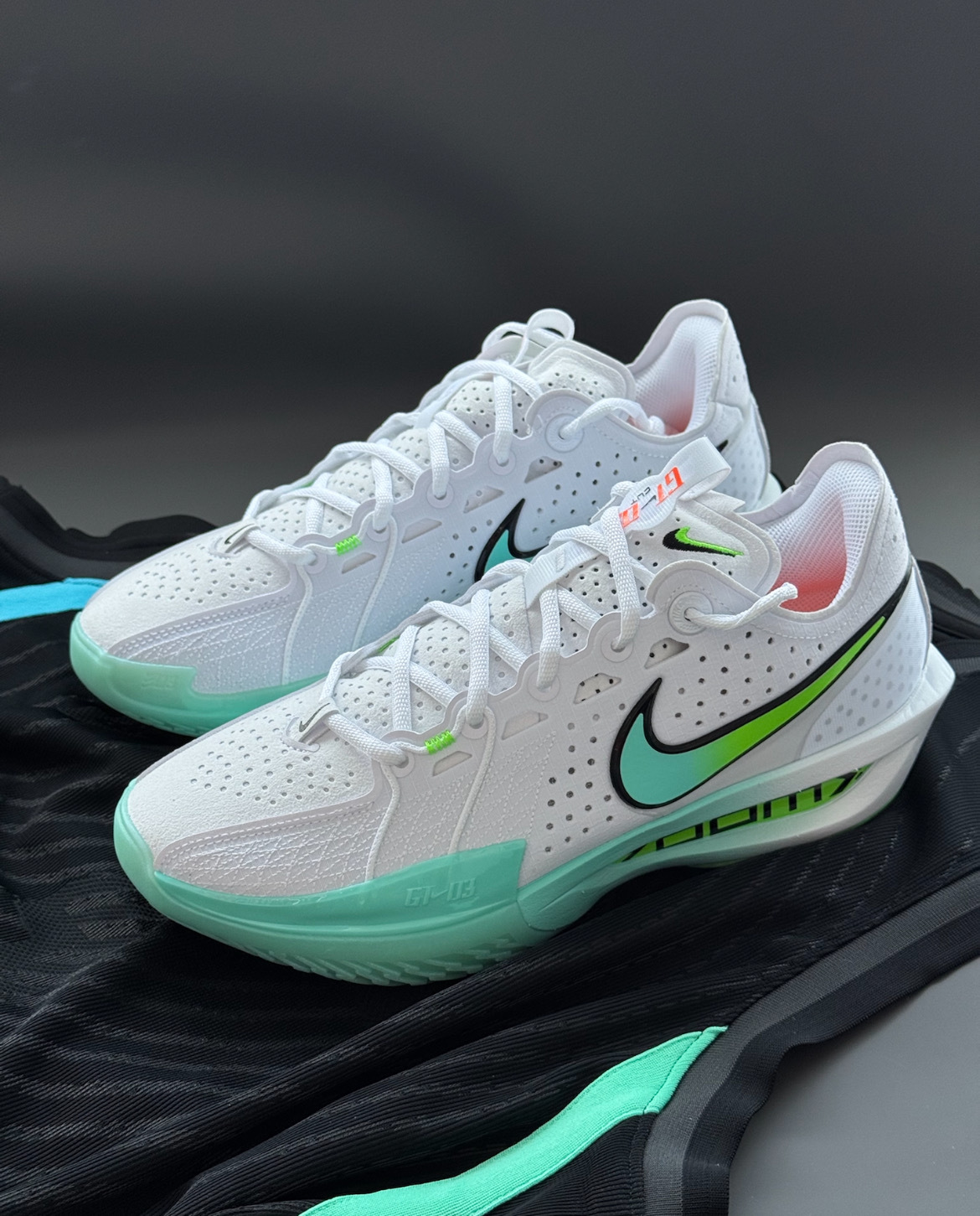 男鞋 NIKE ZOOM GT CUT 3 EP 'White Bleached Turquoise' 白綠 漸層 實戰鞋 緩震 籃球鞋【DV2918-107】GTCut3 GTCUT