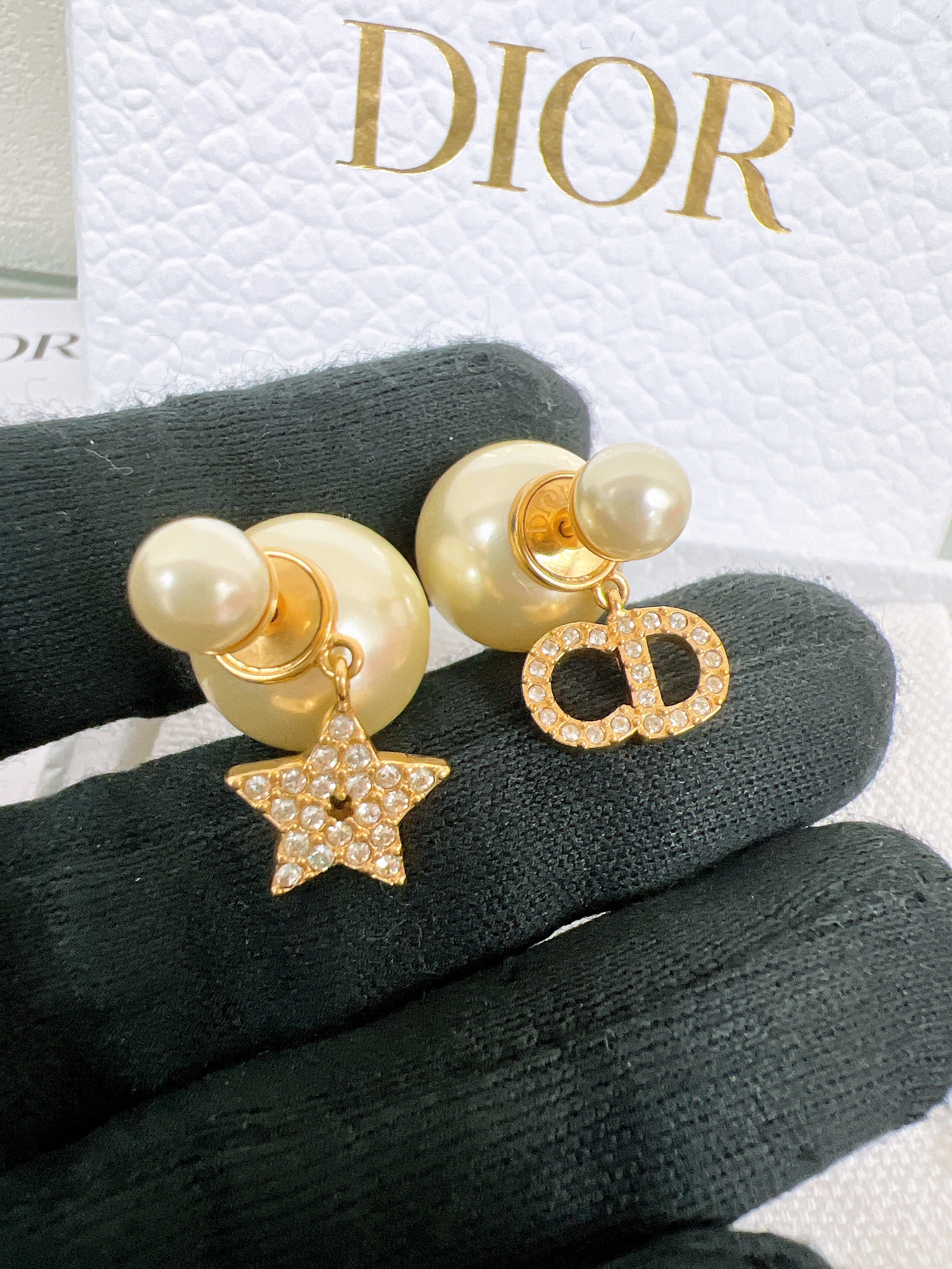 Dior tribales pearl CD earrings