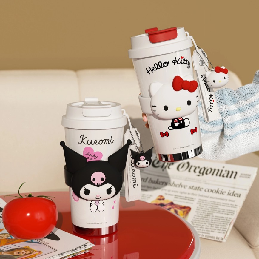 正版聯名 Y&3 X HELLO KITTY白色雙飲吸管杯子  520ML