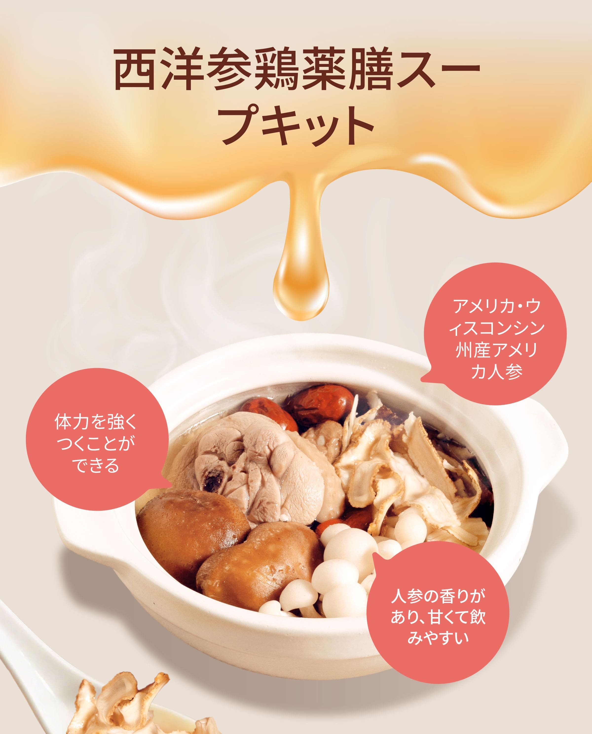 Dengyi 西洋参鶏薬膳スープキット の特徴