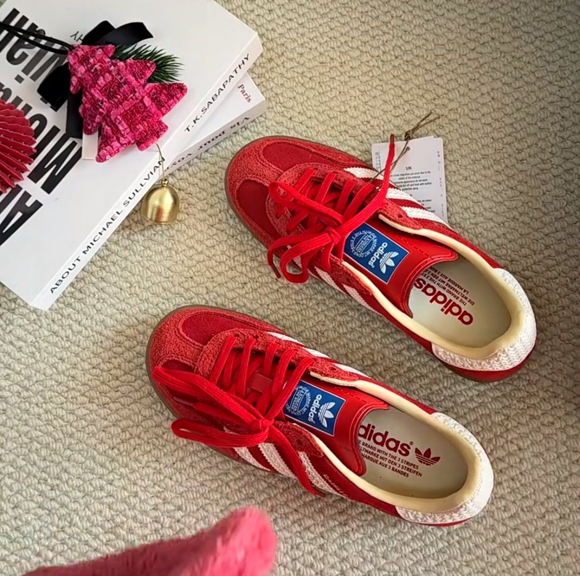 女鞋 ADIDAS GAZELLE INDOOR W 紅 麂皮 立體 焦底 德訓鞋 休閒鞋【IF1808】