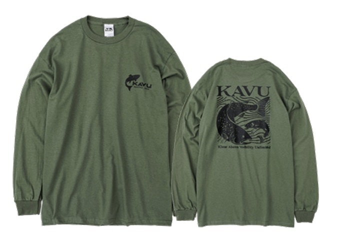 KAVU 日版 Fish LS Tee #19823035 ( 048  Militaly Green )