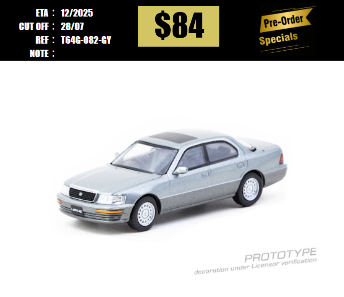 PO-$84 * TARMAC * 1:64 Lexus LS400 (UCF10) Flint Grey [OD16/07]