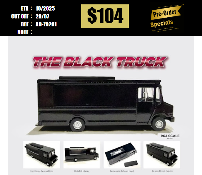 PO-$104 * AMERICAN DIORAMA * 1:64 Food Truck series – The Black Truck [OD16/07]