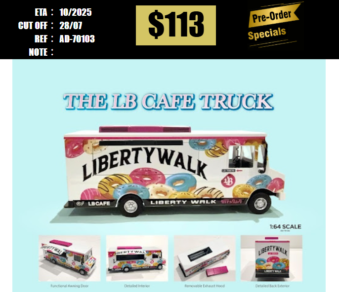 PO-$113 * AMERICAN DIORAMA * 1:64 Food Truck series – LB Cafe [OD16/07]