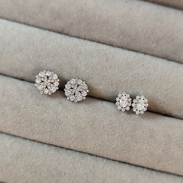 橢圓形鑽石耳環