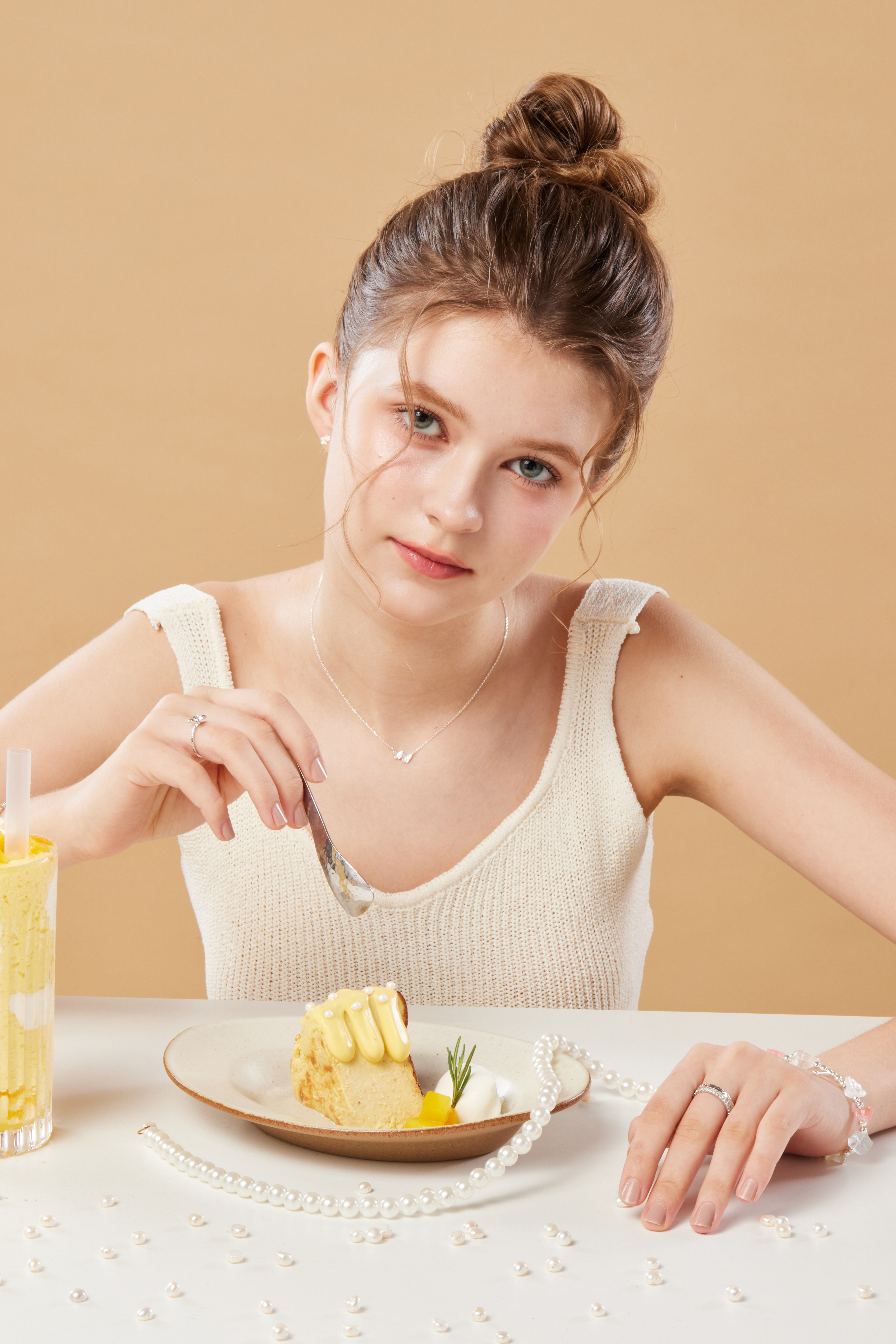 純銀壓紋小花戒指