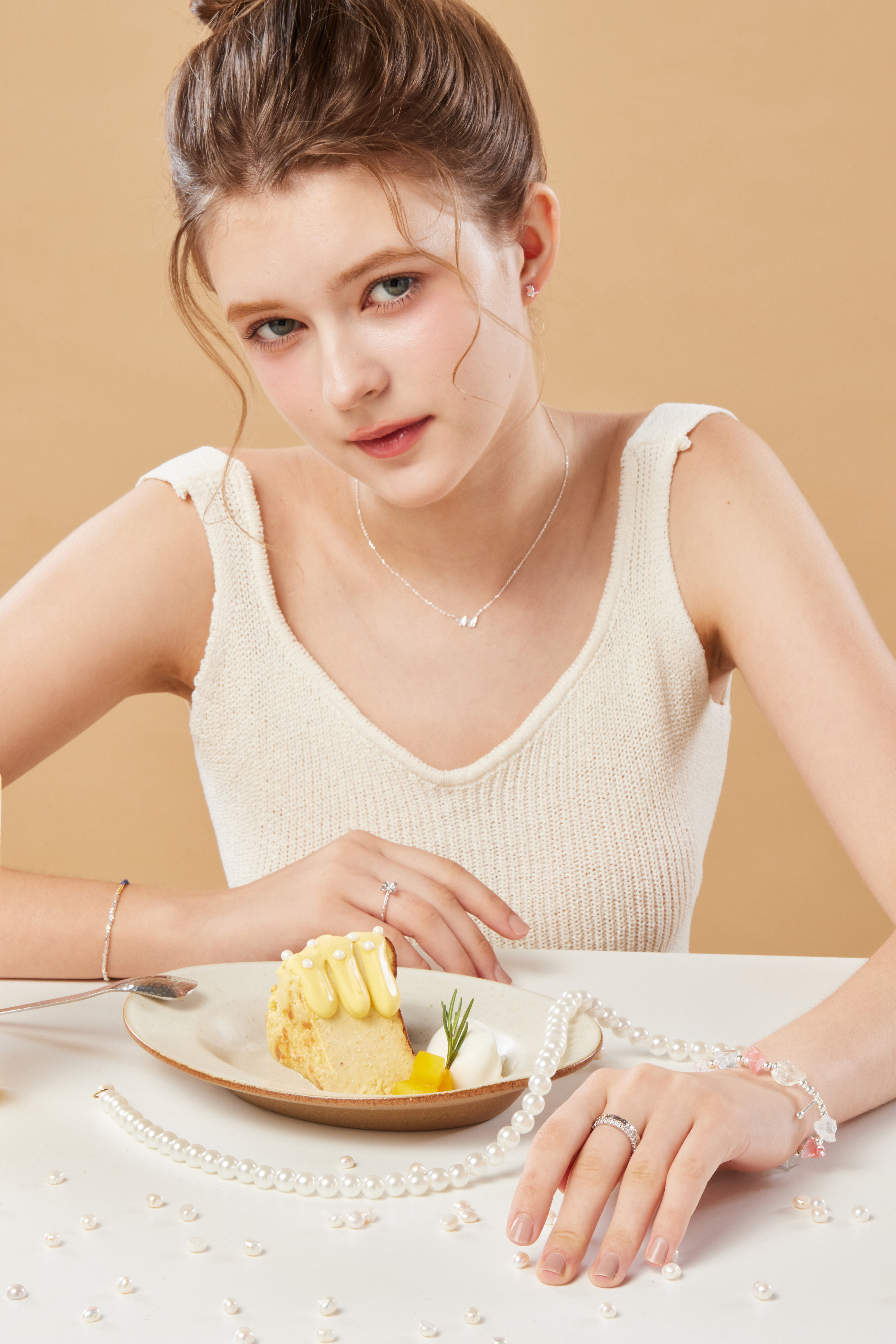 純銀壓紋小花戒指