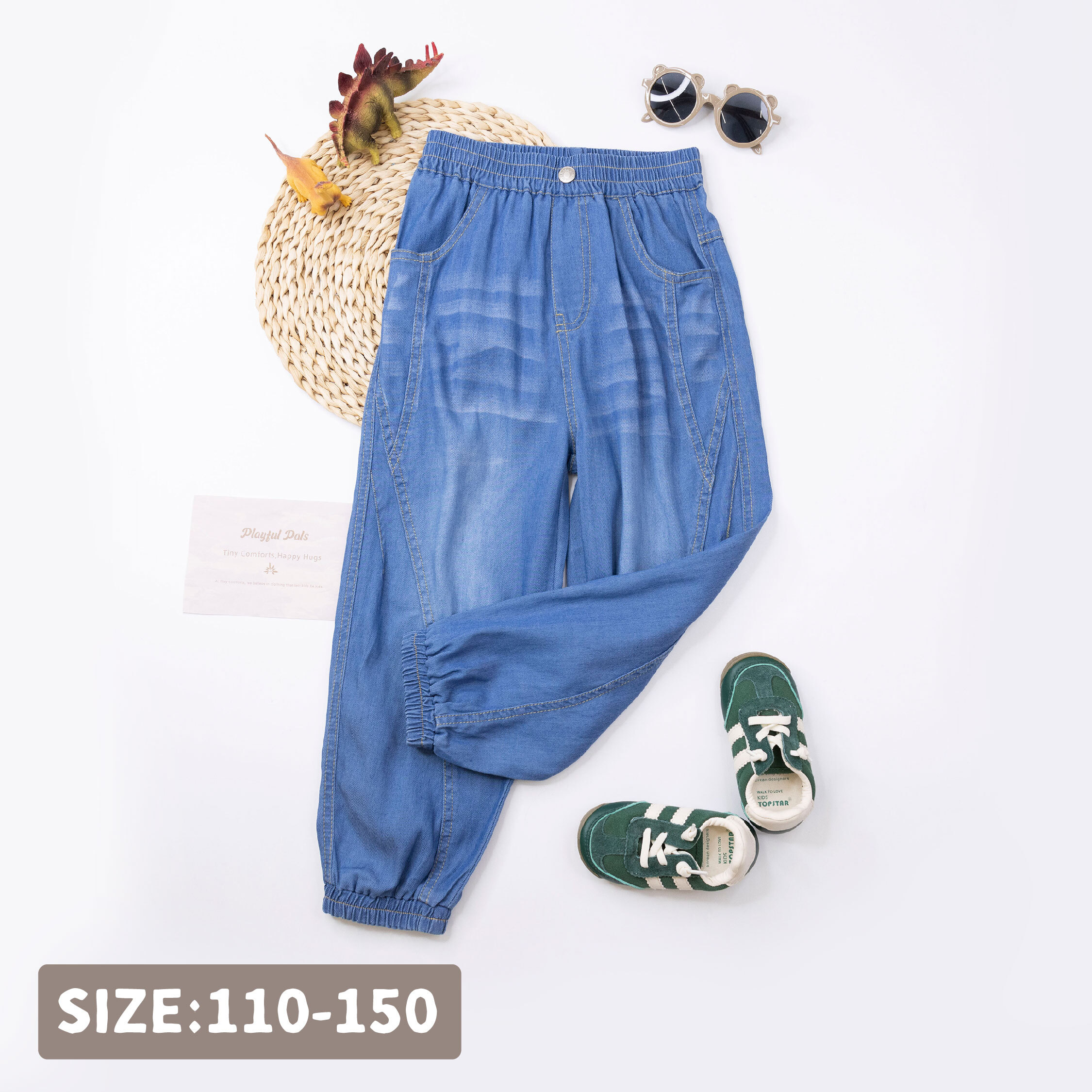 【H50875】質感裝飾鈕釦丹寧長褲