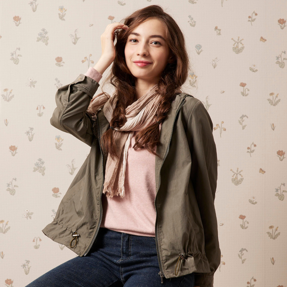 PIPPY素色休閒連帽風衣外套 綠