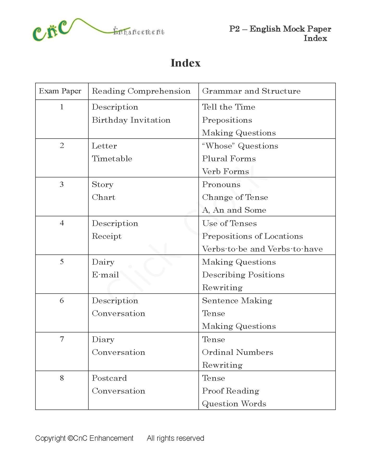 (PE 11)  P2 小學英文模擬考試 (Mock Paper)