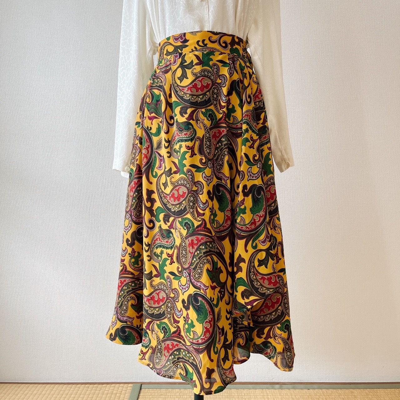 日本製黃色腰果花半身裙