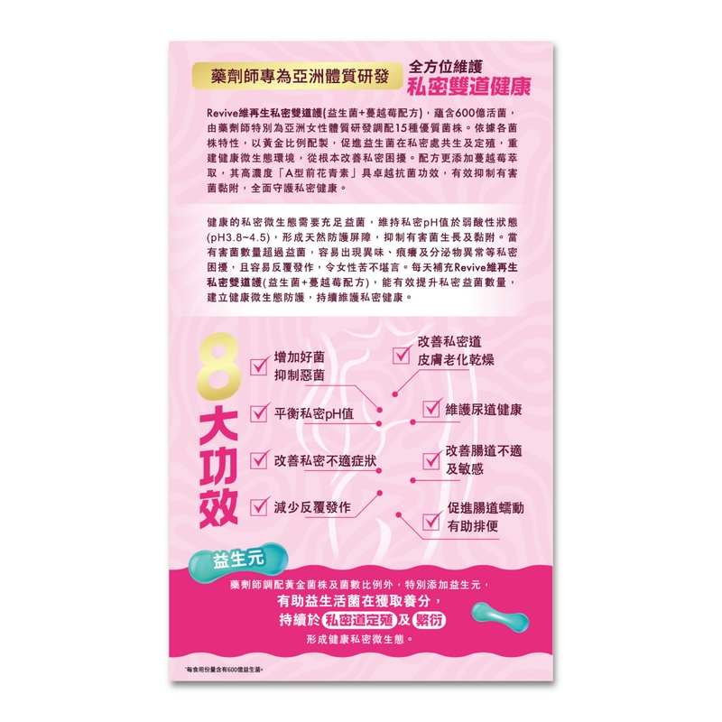 Revive維再生私密雙道護(益生菌+蔓越莓配方) 30粒