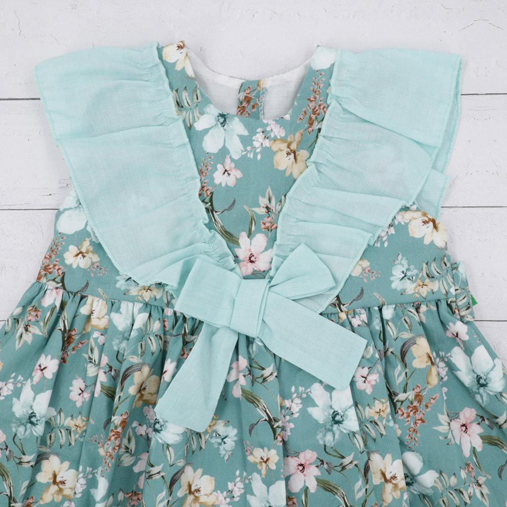 Babyferr Lake Blue Floral Dress 24M
